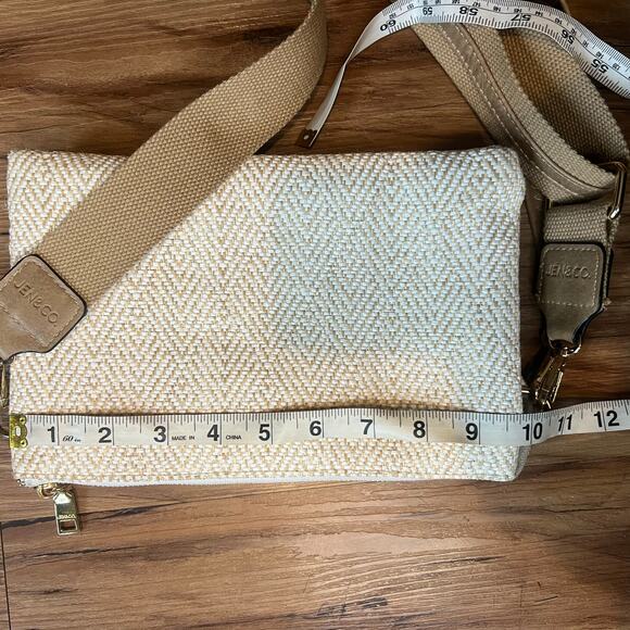 Cream Tan White Jen & Co Diamond Cross Body Wristlet Bag Purse - Picture 11 of 16
